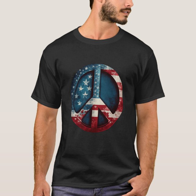 Camiseta All American Peace Sign with American Flag (Anverso)