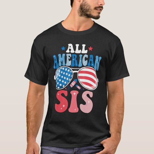 Camiseta All American Sis Sunglasses 4th of July Family Mat (Anverso)