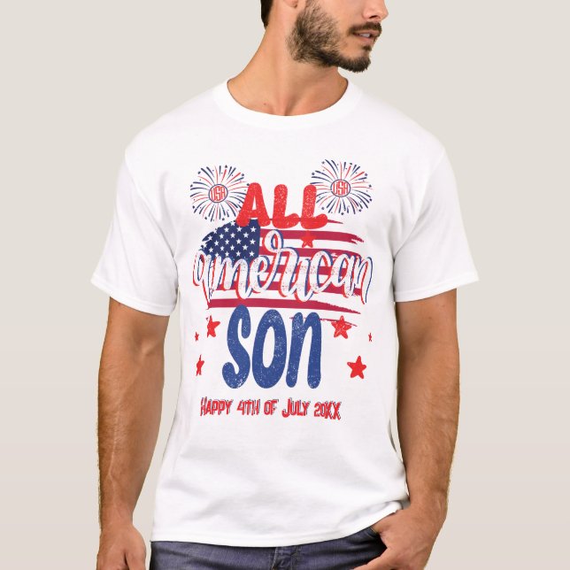 Camiseta All American Son Red White y Blue 4 de julio (Anverso)