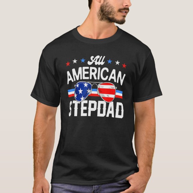 Camiseta All American Stepdad 4th of July Family Matching S (Anverso)