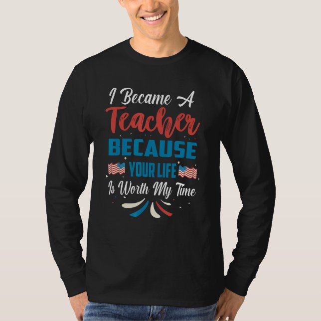 Camiseta All American Teacher Student USA Flag 4th Of July  (Anverso)