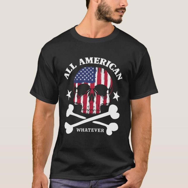 Camiseta All American Whatever Fun 4th of July USA Flag Pir (Anverso)