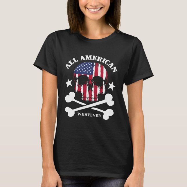 Camiseta All American Whatever Fun 4th of July USA Flag Pir (Anverso)
