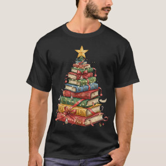 Camiseta All Booked For Christmas Book Christmas Tree Light
