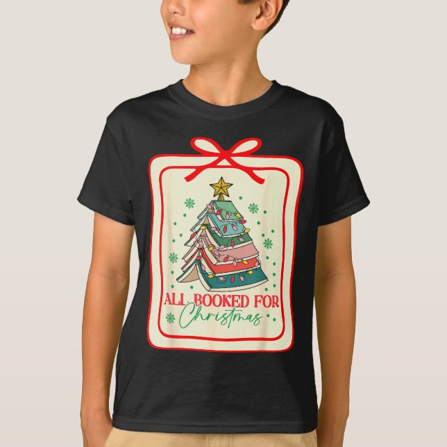 Camiseta All Booked For Christmas Coquette Bow Tree Lights  (Anverso)