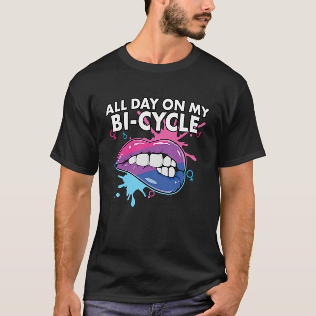 Camiseta All Day On My Bi cycle Bisexual Rainbow Pride LGBT (Anverso)