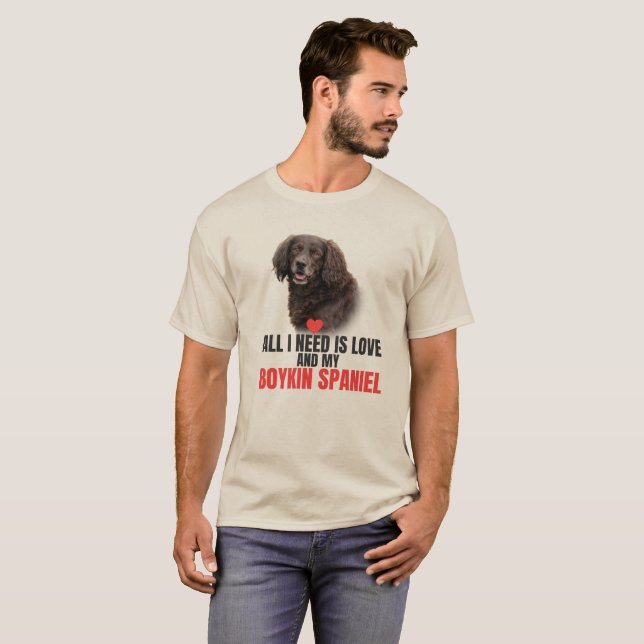 Camiseta All I Need Is Love and My Boykin Spaniel Unisex (Anverso completo)