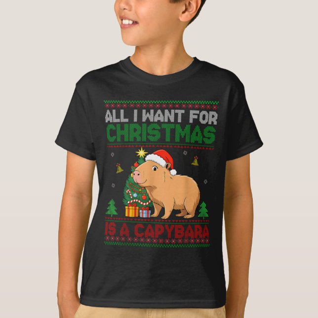 Camiseta All I Want For Christmas Is A Capybara Ugly Sweate (Anverso)