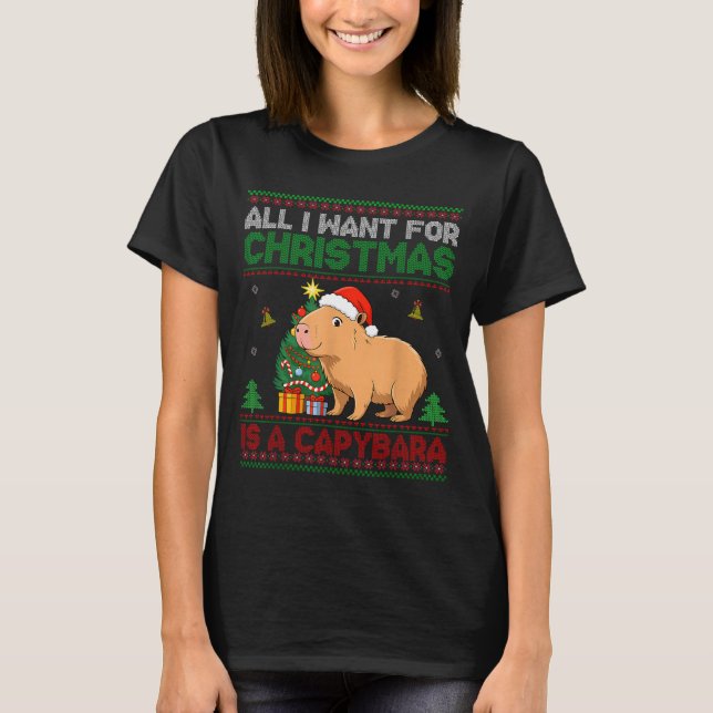 Camiseta All I Want For Christmas Is A Capybara Ugly Sweate (Anverso)