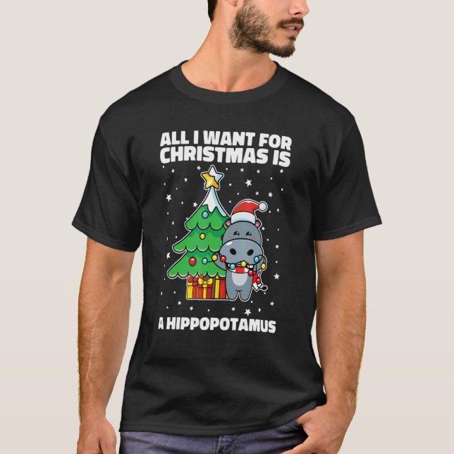 Camiseta All I Want For Christmas Is A Hippopotamus Ugly Xm (Anverso)