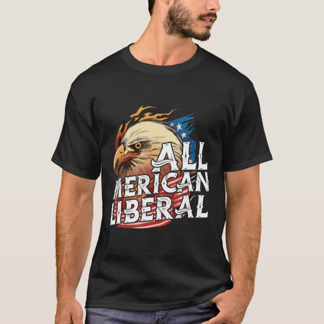 Camiseta All Merican Liberal 4 De Julio Eagle Bandera De Ee (Anverso)