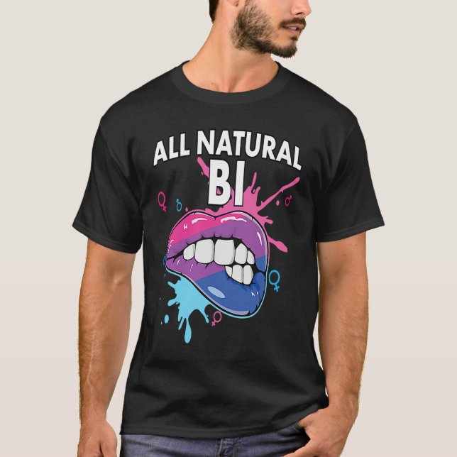 Camiseta All Natural Bi Flag Bisexual Rainbow Pride Bisexua (Anverso)
