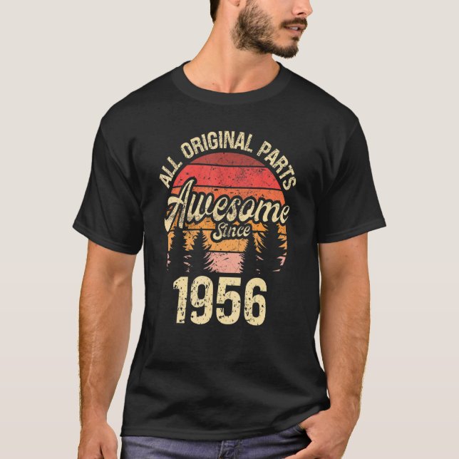 Camiseta All Original Parts Awesome Since 1956 Birthday Vin (Anverso)