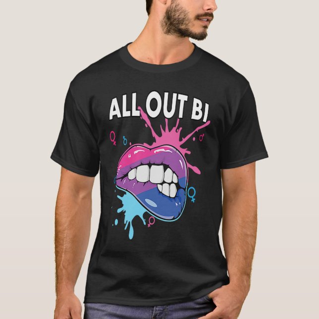 Camiseta All Out Bi Flag Bisexual Rainbow Pride Bisexuality (Anverso)
