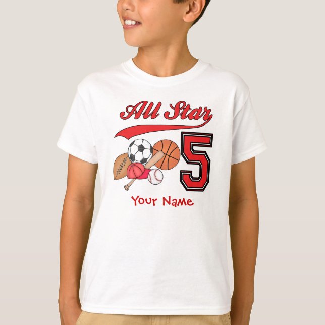Camiseta All Star Sports 5th Birthday Personalized (Anverso)
