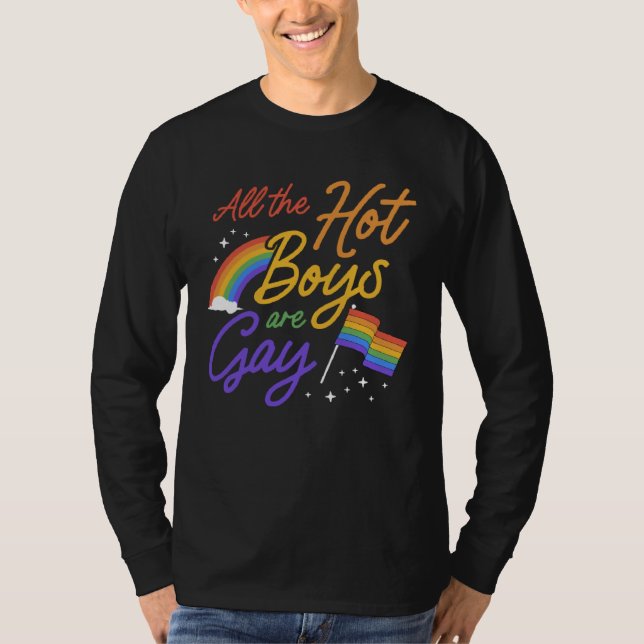 Camiseta All The Hot Boys Are Gay Pride Flag Rainbow Cute P (Anverso)