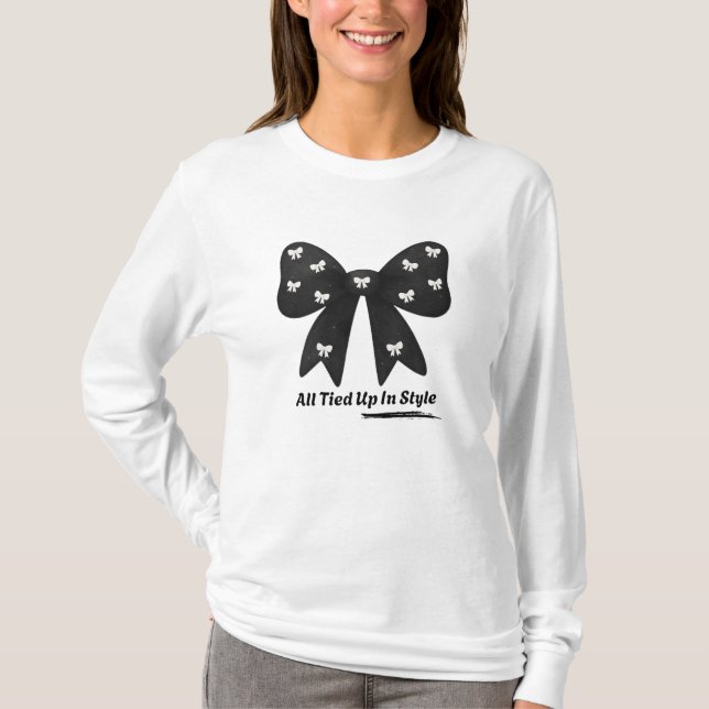 Camiseta All Tied Up In Style – Chic Minimalist Bow T-Shirt (Anverso)