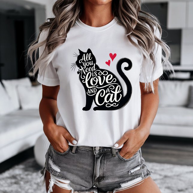 Camiseta All You need is Love and a Cat t-shirt (Personalize this cute All you need is Love and a cat design. )