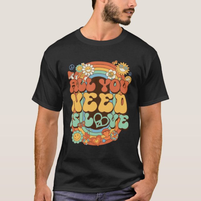Camiseta All You Need Is Love Hippie Costume Daisy Groovy R (Anverso)