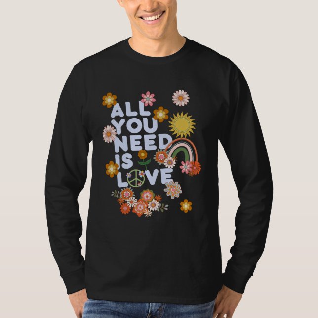 Camiseta All You Need Is Love Retro 60s 70s Peace Love Flow (Anverso)