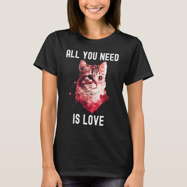 Camiseta All you need is love with heart Animal Valentine's (Anverso)