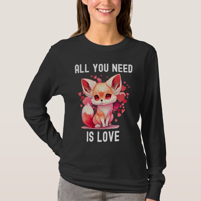 Camiseta All you need is love with heart Kitsu Valentine's  (Anverso)