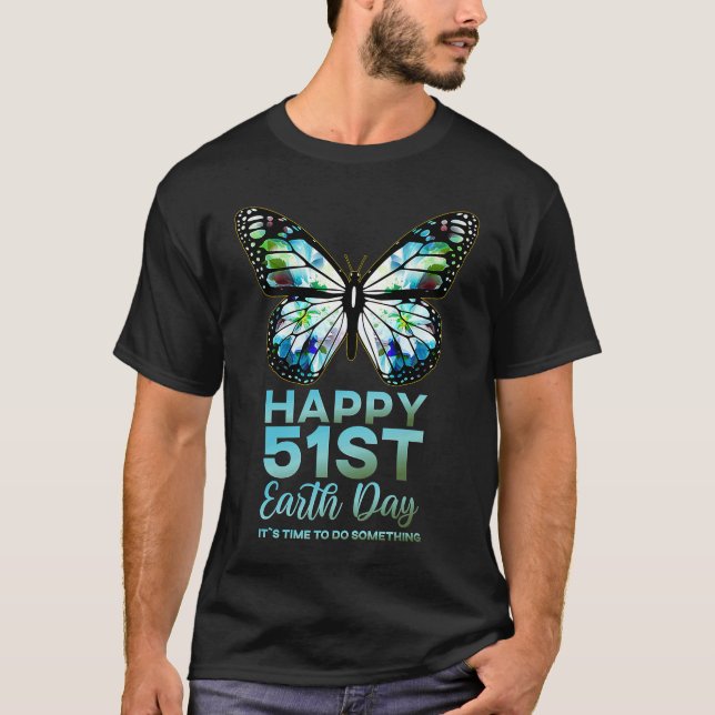 Camiseta Alles Gute zum 51st Day der Erde Monarch Flower Bu (Anverso)