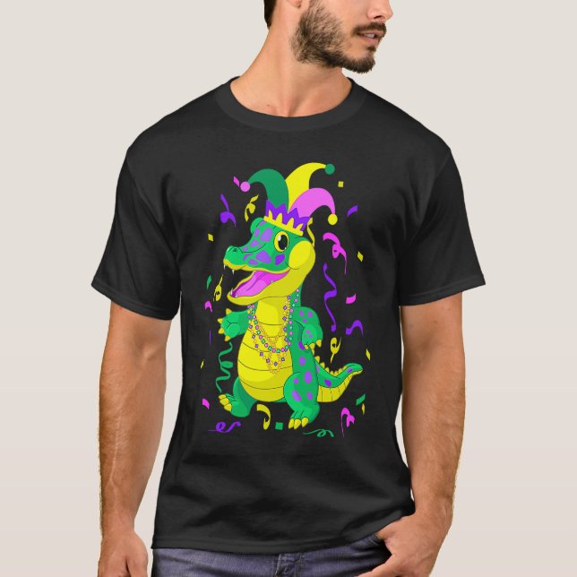 Camiseta Alligador Cute Mardi Gras Mardi Gras (Anverso)