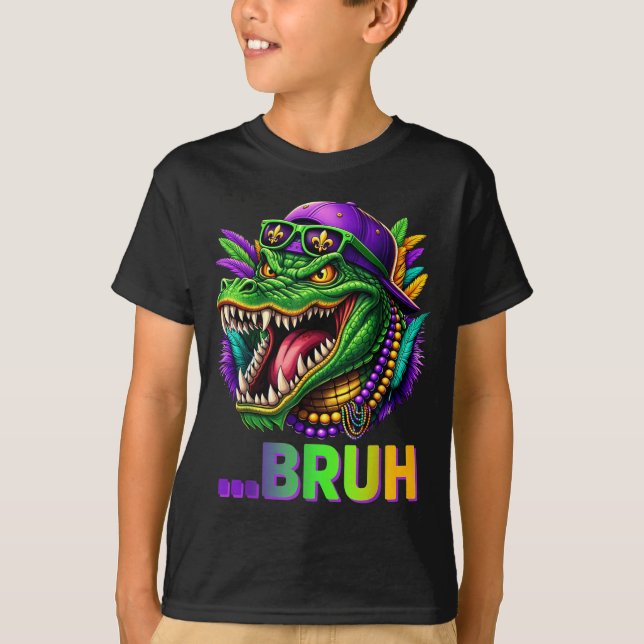 Camiseta Alligator Bruh Mardi Gras Costume Men Women Kids  (Anverso)