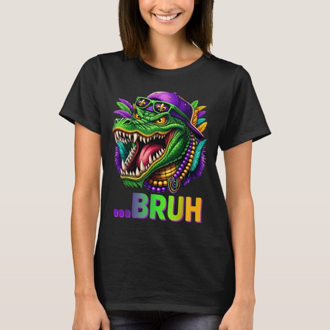 Camiseta Alligator Bruh Mardi Gras Costume Men Women Kids  (Anverso)