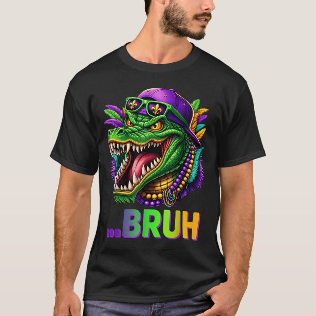 Camiseta Alligator Bruh Mardi Gras Costume Men Women Kids  (Anverso)