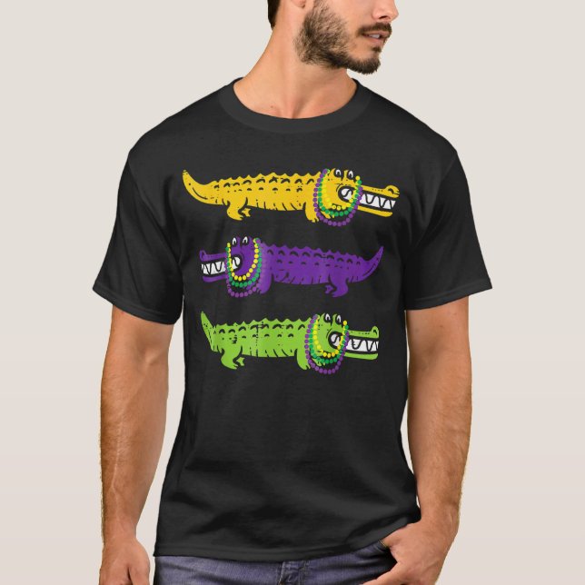 Camiseta Alligator Crocodiles Louisiana Mardi Gras Party Bo (Anverso)