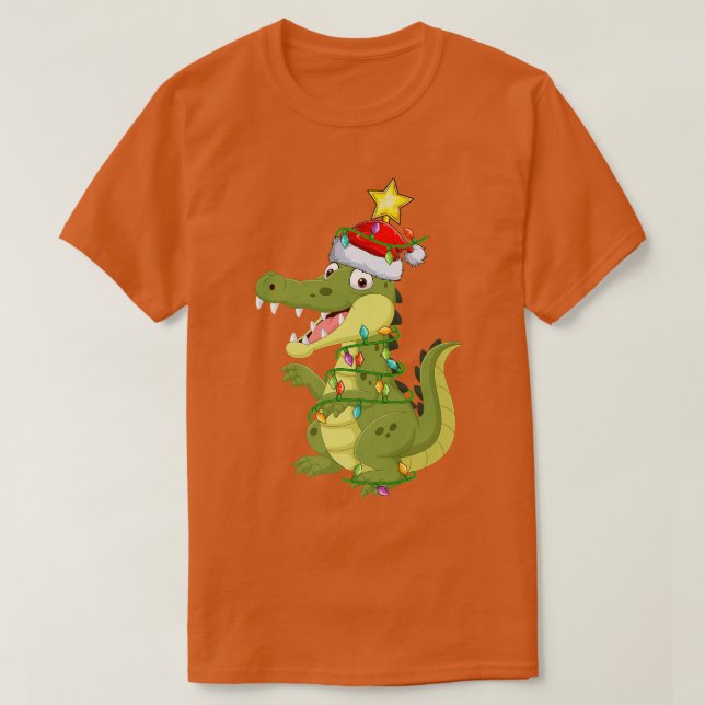 Camiseta Alligator Lighting Xmas Tree Matching Alligator Ch (Diseño del anverso)