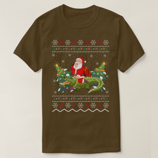 Camiseta Alligator Lover Gift Ugly Santa Riding Alligator C (Diseño del anverso)