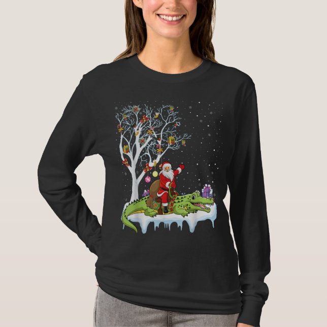 Camiseta Alligator Lover Xmas Regalo Santa Riding Alligator (Anverso)
