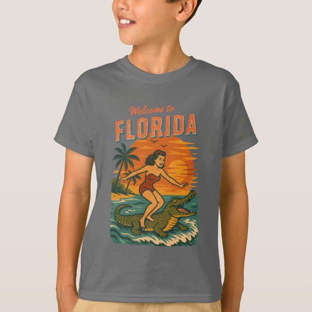 Camiseta Alligator Surfing Coastal Life Graphic Retro Surf (Anverso)