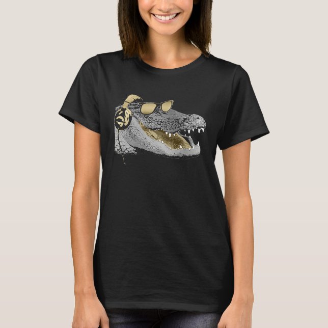 Camiseta Alligator with headphones and sunglasses (Anverso)