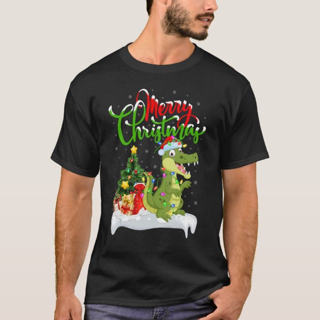 Camiseta Alligator   Xmas Decorations Santa Alligator Chris (Anverso)