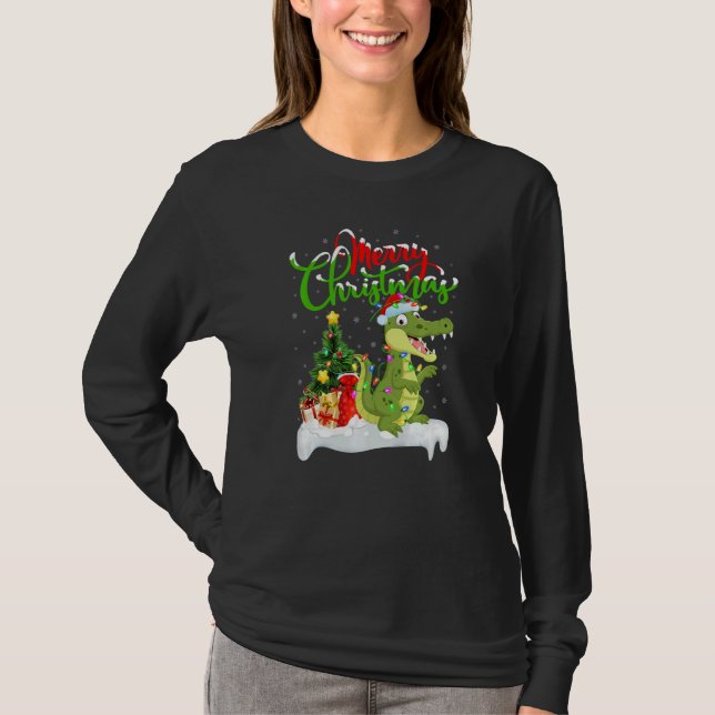 Camiseta Alligator  Xmas Decorations Santa Alligator Christ (Anverso)