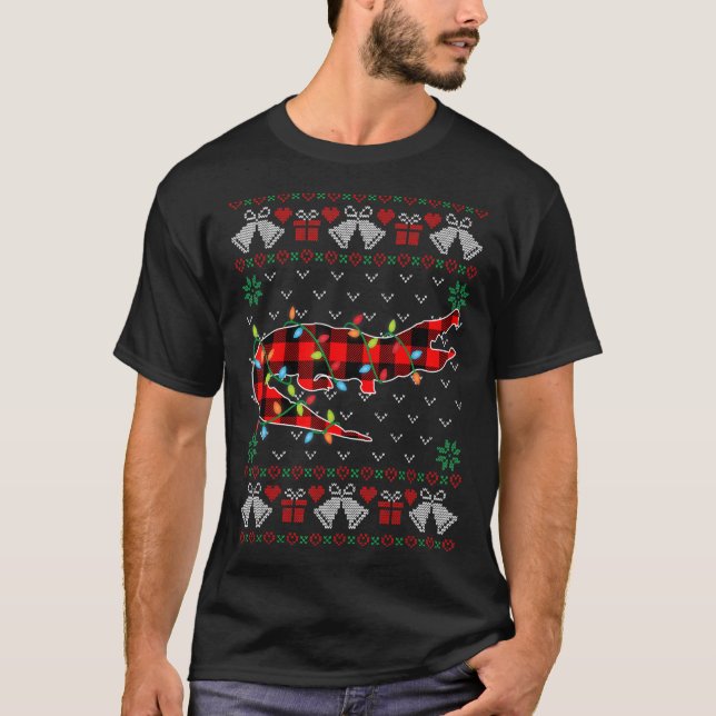 Camiseta Alligator Xmas enciende a los Navidades feos suéte (Anverso)