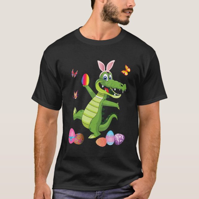 Camiseta Alligator Y Conejo Conejo Conejo Gorra Easter Eggs (Anverso)