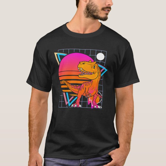 Camiseta Allosaurus Dinosaur Retro 80s Style Vintage (Anverso)
