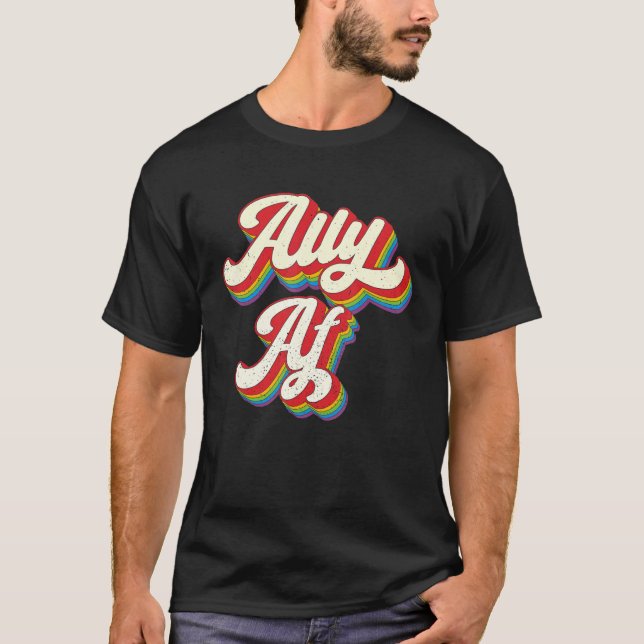 Camiseta Ally AF - Gay Pride Month Shirt - LGBT Rainbow (Anverso)