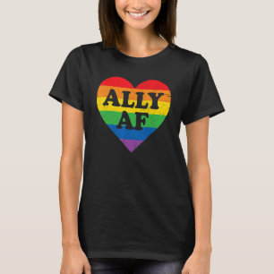 Camiseta Ally AF LGBT Heart Rainbow LGBTQ Gay Pride Mes