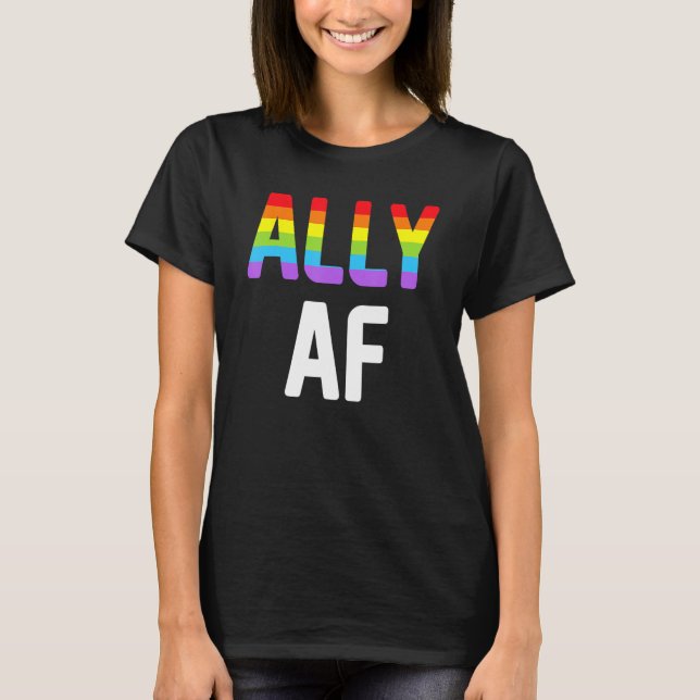 Camiseta Ally AF LGBTQ Lesbian Gay Pride Advocate M (Anverso)