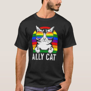 Camiseta Ally Cat Bandera Lgbt Arcoiris Gafas De Sol Gay Or
