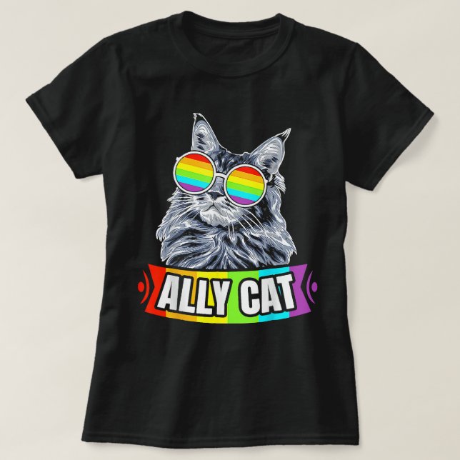 Camiseta Ally Cat, directo partidario de la comunidad LGBT, (Diseño del anverso)