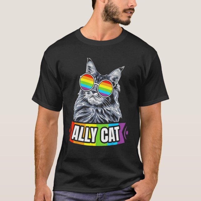 Camiseta Ally Cat, directo partidario de la comunidad LGBT, (Anverso)