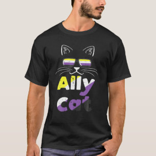 Camiseta Ally Cat Gafas de sol no binarias Bandera de entra