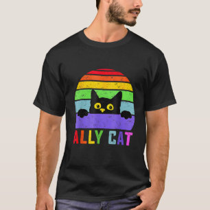 Camiseta Ally Cat Gay Gay Gay Rainbow Pripermision Funny Ca